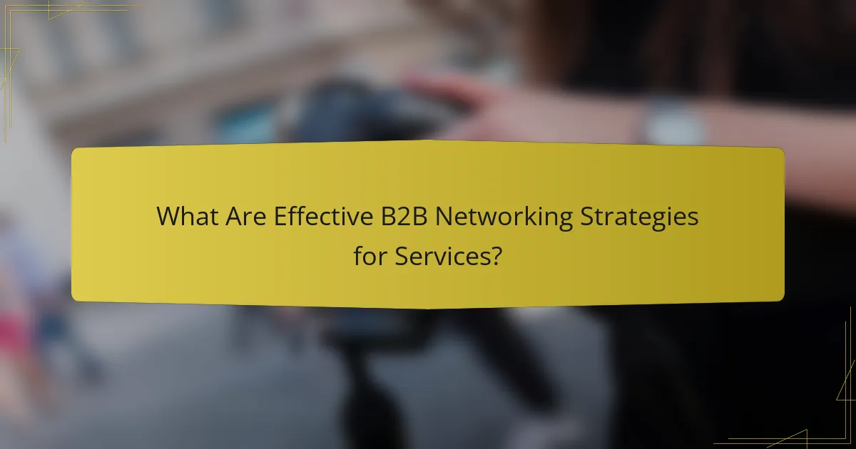 What Are Effective B2B Networking Strategies for Services?