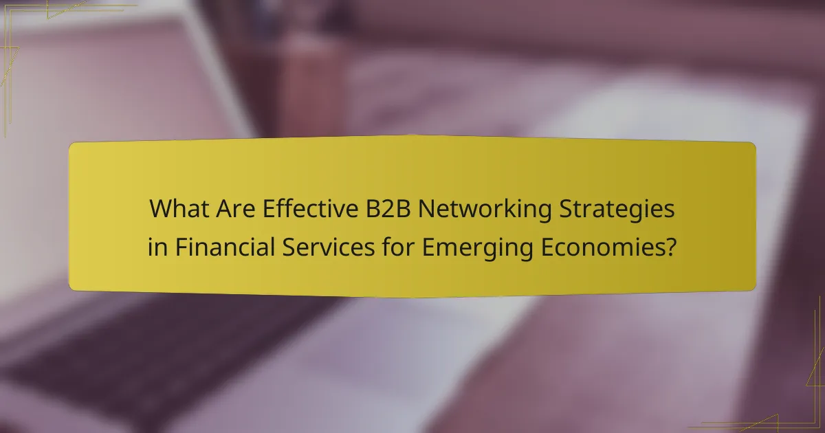 What Are Effective B2B Networking Strategies in Financial Services for Emerging Economies?