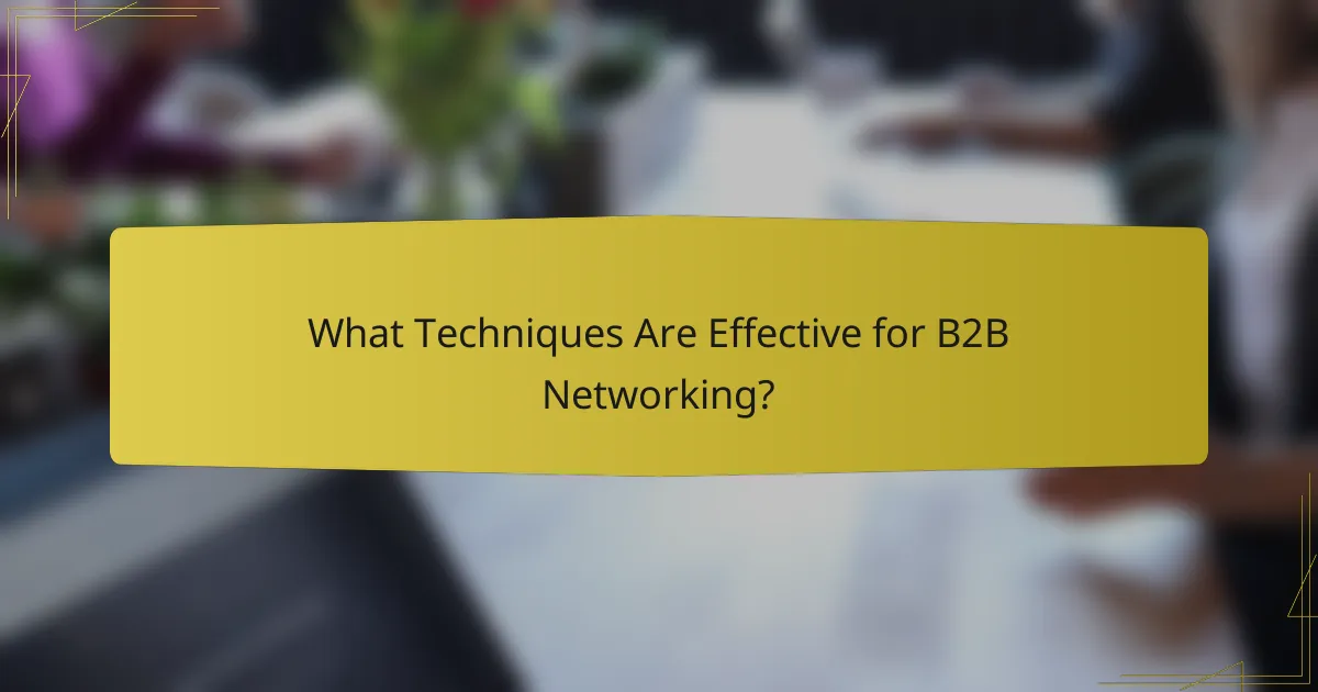 What Techniques Are Effective for B2B Networking?